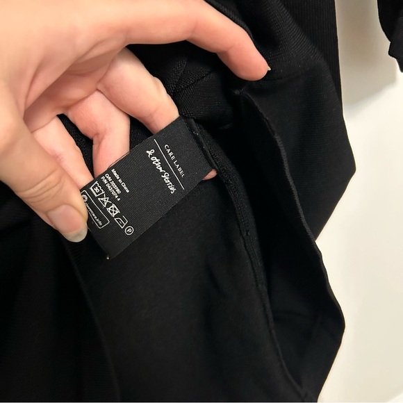 & Other Stories The Little Black Asymmetric Mini Dress Long Sheer Sleeves XS - Picture 4 of 7